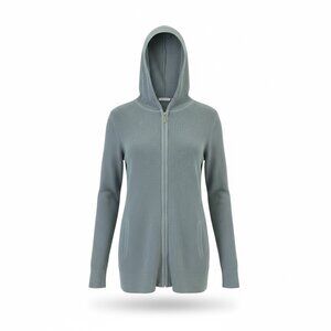 Evolution by Cyrus Light Blue Green  Hooded Zip-Up Sweater Size Large